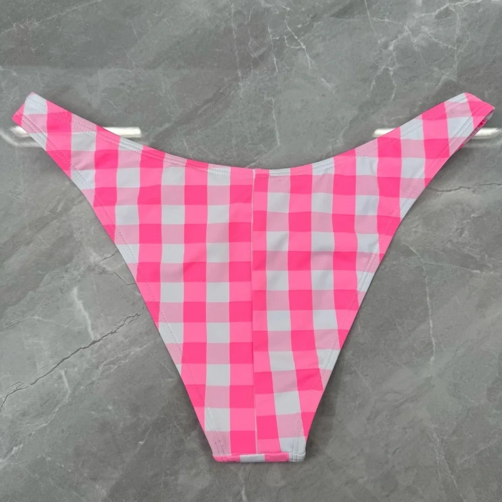 Women’s Cotton On Body High Side Brazilian Seam Bikini Bottom Checkered Swimsuit - Picture 9 of 14